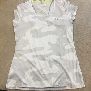 adidas Women's White and Light Gray Camo Short Sleeve Tee